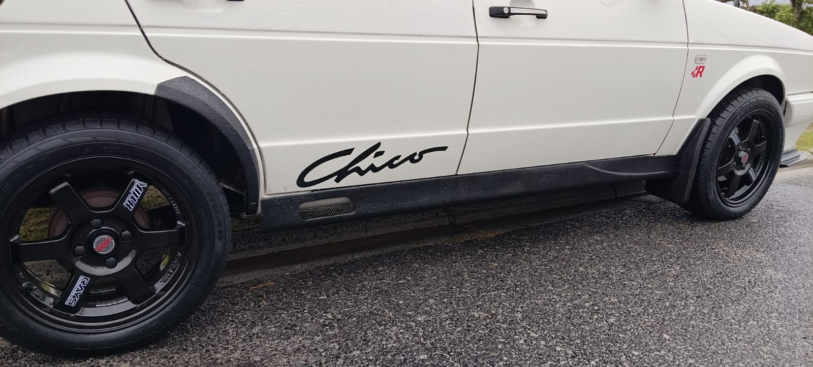 Pair of CitiGolf side skirts set for models 1983-2009, black aerodynamic styling for enhanced vehicle appearance.